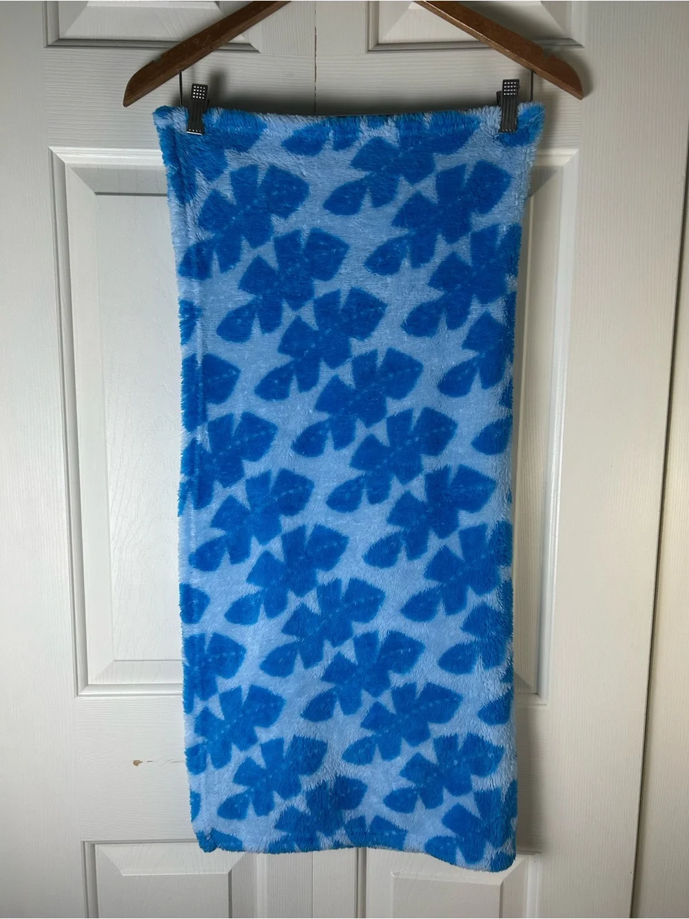 RN 67227 Blue Leaves Monkey Baby Blanket Tan Yellow Leaf Plush Security Lovey